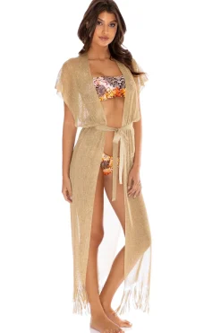 Luli Fama Kimonos / Robes-Fringe Long Kimono