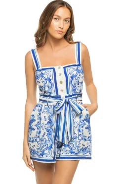 Farm Rio Jumpsuits / Rompers-Garden Tiles Short Romper