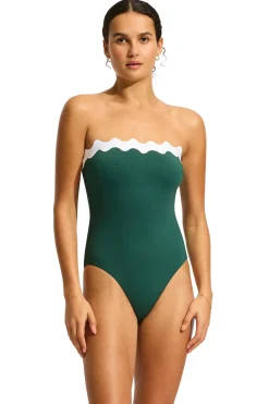 Seafolly High Leg|Bandeau-Gia Bandeau One Piece Swimsuit