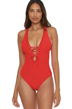 Becca by Rebecca Virtue Plunge|One Pieces-Gia Plunge One Piece Swimsuit
