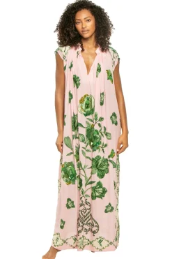 Verandah Sundresses-Hand Beaded Blooming Peonies Maxi Dress