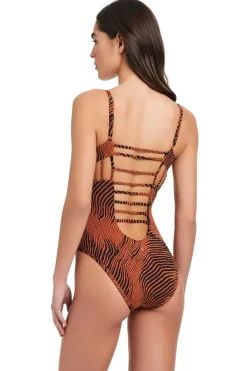 Red Carter Monokini / Cut Out|One Pieces-High Contrast One Piece Swimsuit