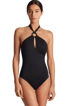 Lauren Ralph Lauren High Neck|Halter-High Neck Halter One Piece Swimsuit