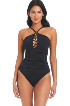 Bleu Rod Beattie High Neck|Plunge-High Neck One Piece Swimsuit