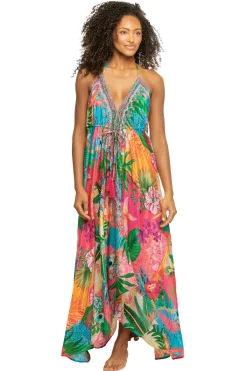 La Moda Sundresses-Hi-Low Halter Maxi Dress