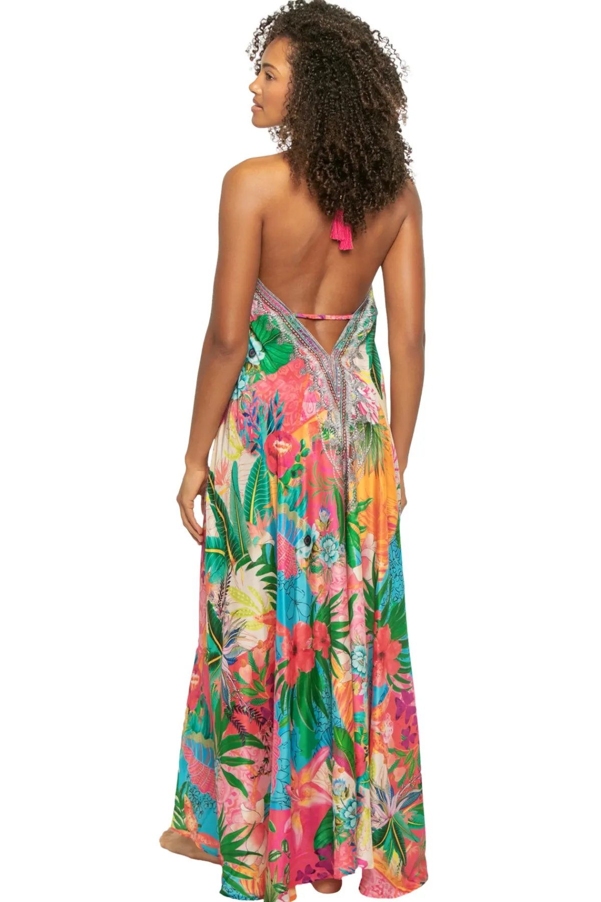 La Moda Sundresses-Hi-Low Halter Maxi Dress