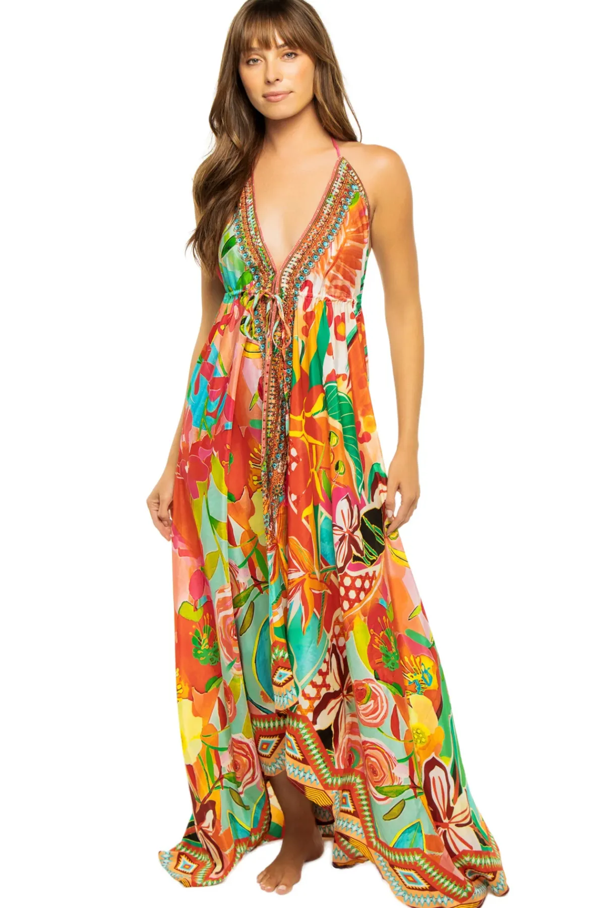 La Moda Sundresses-Hi-Low Halter Maxi Dress