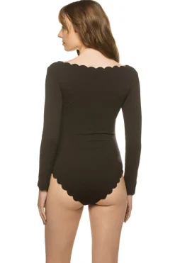 Marysia High Neck|One Pieces-Holly Point Long Sleeve One Piece Swimsuit