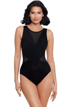 Miraclesuit High Neck|One Pieces-Illusionists Palma Mesh High Neck One Piece Swimsuit