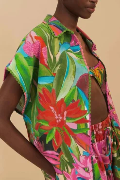 Farm Rio Tops-Jardin De Reve Button Up Shirt