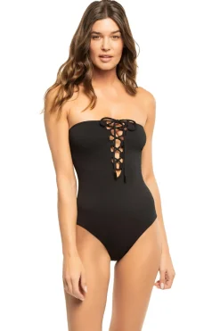 Jets Swimwear Australia High Leg|Plunge-Joali Tie Front Bandeau One Piece Swimsuit