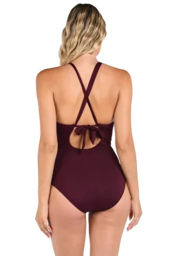 La Blanca High Neck|One Pieces-Keyhole High Neck One Piece Swimsuit