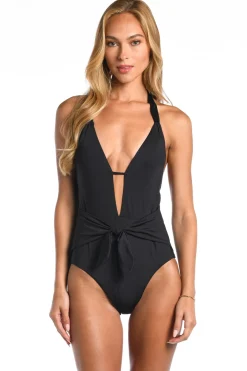 Sunshine 79 Halter|Plunge-Keyhole V-Plunge One Piece Swimsuit