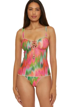 Becca by Rebecca Virtue Tank|Tankinis-Kylam Lace-Up Tankini Top