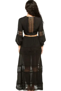 Elan Tops-Lace Tie Front Crop Top