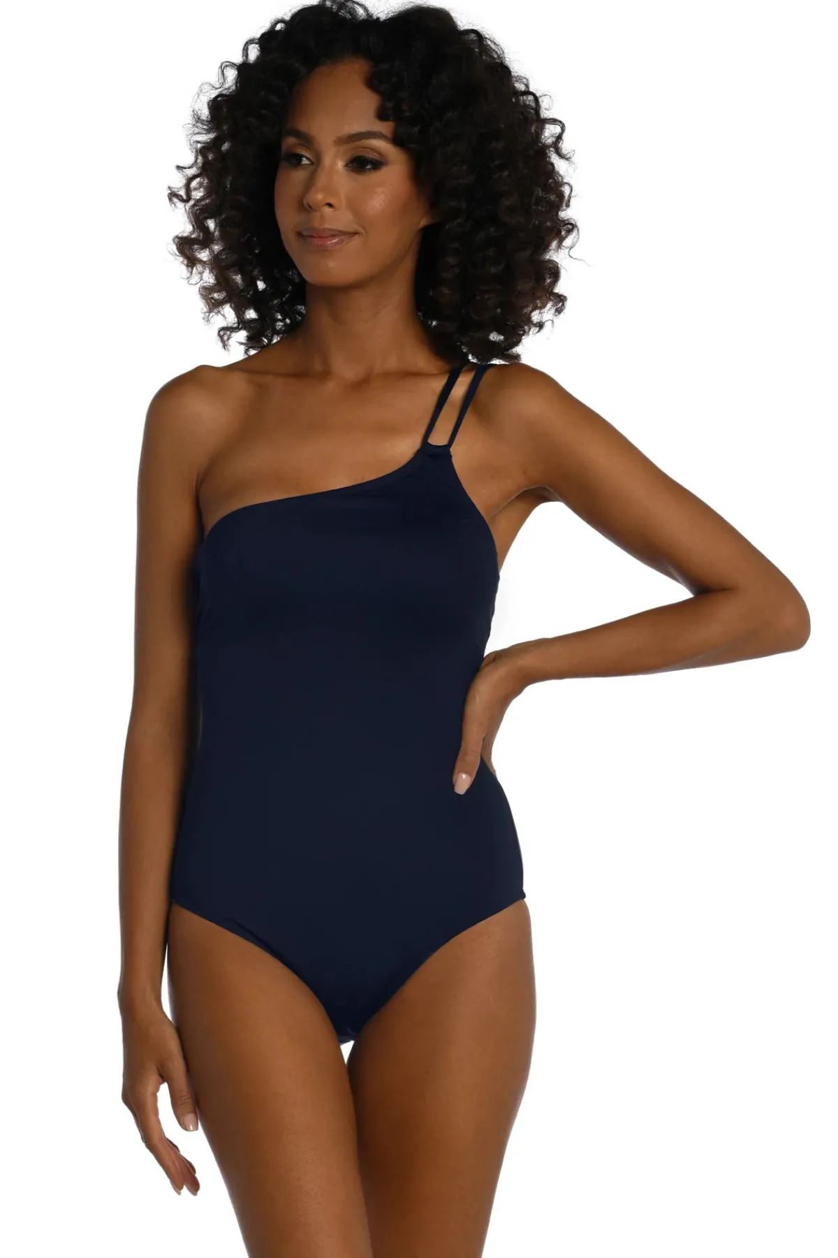 La Blanca Asymmetrical|One Pieces-Lace Up One Shoulder One Piece Swimsuit