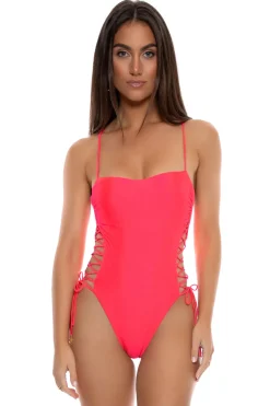 Luli Fama High Leg|One Pieces-Lace-Up One Piece Swimsuit