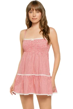 Frankies Bikinis Sundresses-Ladybug Gingham Mini Dress