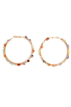 Frill Jewelry-Large Stone Hoop Earrings