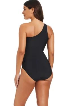 Beyond Control Asymmetrical|One Pieces-Leather Asymmetrical One Piece Swimsuit