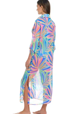Bleu Rod Beattie Shirt Dresses-Long Chiffon Shirt Dress Cover Up