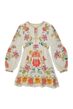 Farm Rio Sundresses-Long Sleeve Floral Mini Dress