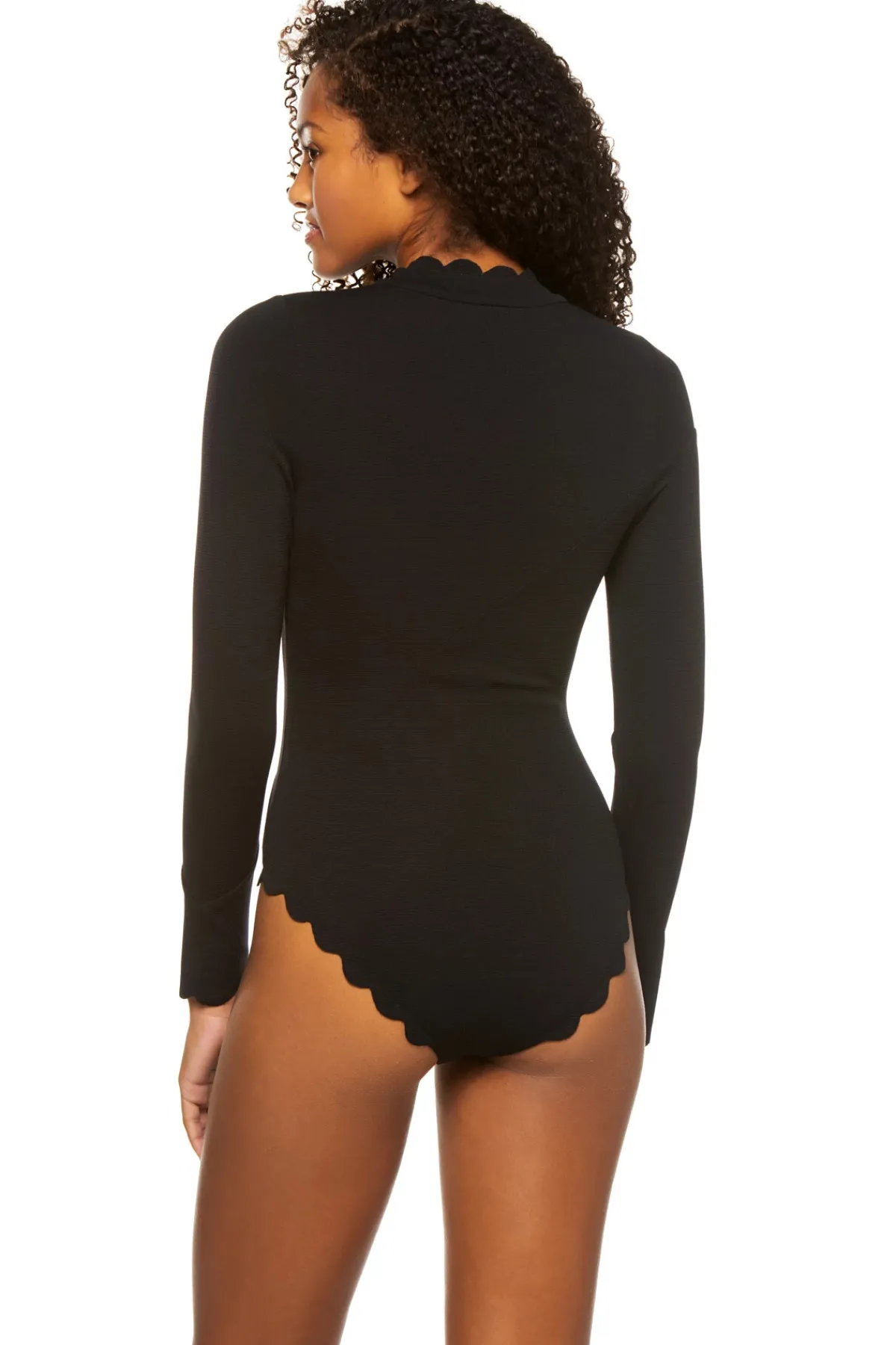Marysia High Neck|One Pieces-Long Sleeve Scallop One Piece