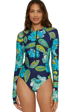 Trina Turk High Neck|One Pieces-Long Sleeve Zip-Up Paddle Suit