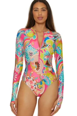 Trina Turk High Neck|One Pieces-Long Sleeve Zip-Up Paddle Suit