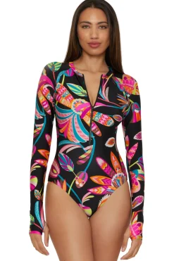 Trina Turk High Neck|One Pieces-Long Sleeve Zip-Up Paddle Suit