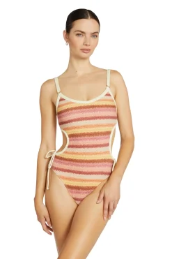 Robin Piccone Monokini / Cut Out|One Pieces-Lyra Striped One Piece Swimsuit