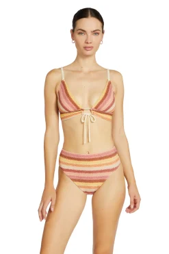 Robin Piccone Triangle|Bikinis-Lyra Striped Over The Shoulder Bikini Top