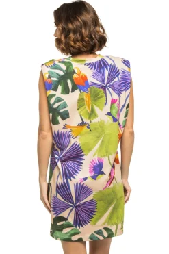 Farm Rio Sundresses-Macaw Jungle T-Shirt Dress