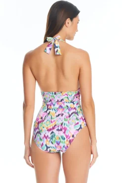Bleu Rod Beattie Halter|Plunge-Maillot Halter Plunge One Piece Swimsuit