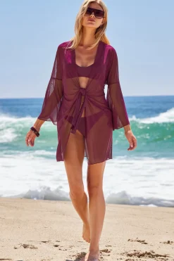 Becca by Rebecca Virtue Kimonos / Robes-Mesh Tie Front Kimono