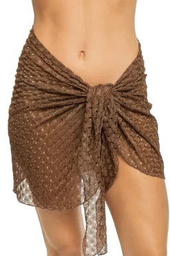 Elif Sarongs / Pareos-Metallic Crochet Short Cover Pareo