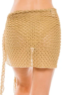 Elif Sarongs / Pareos-Metallic Crochet Short Cover Pareo