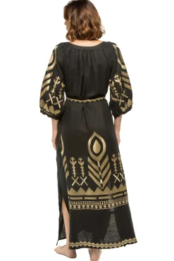 Greek Archaic Kori Sundresses-Metallic Embroidered Maxi Dress