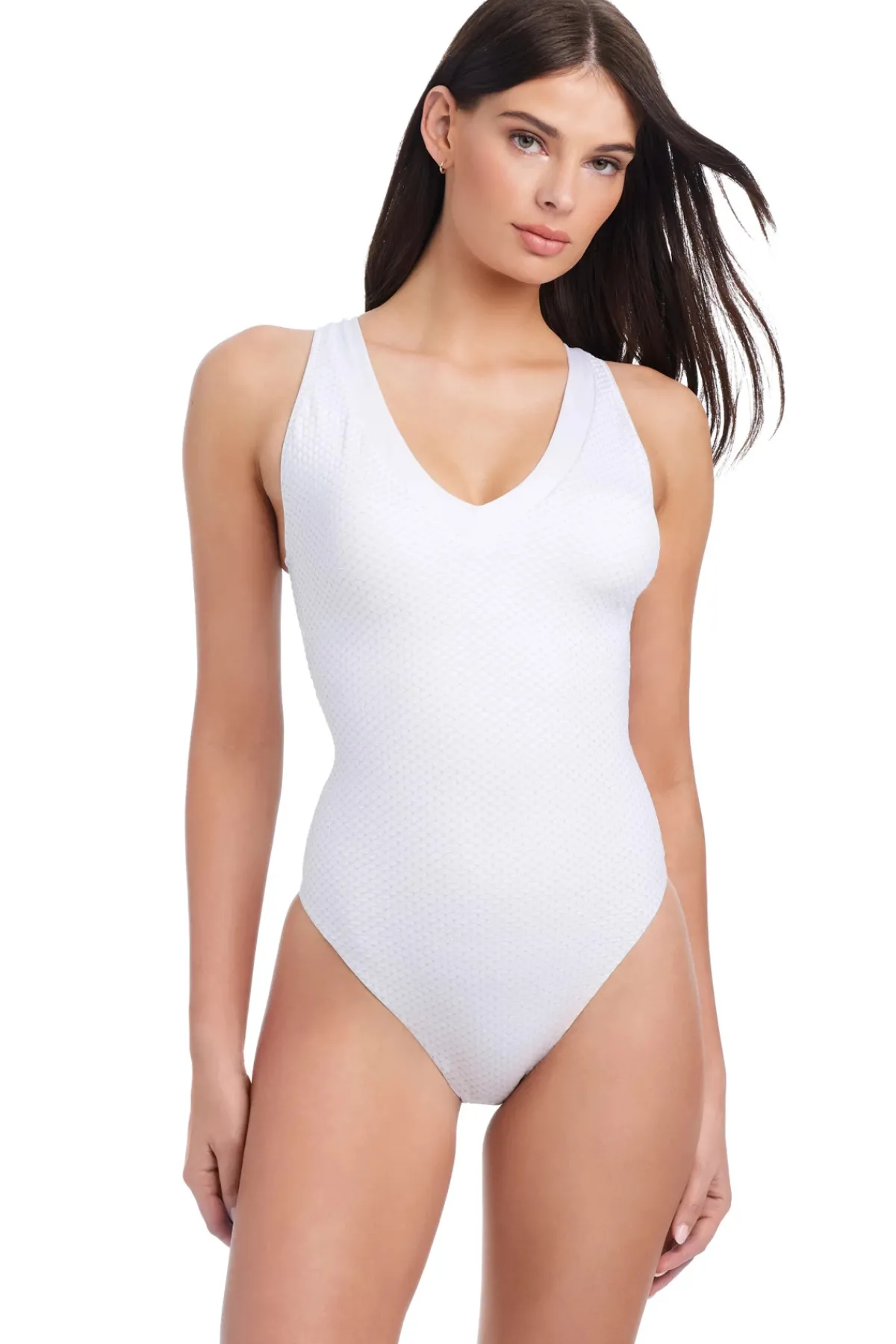 Sanctuary High Leg|One Pieces-Metallic One Piece Swimsuit