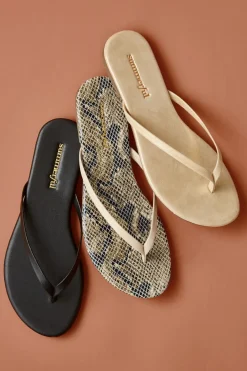 Summerful Footwear-Metallic Thong Flip Flops