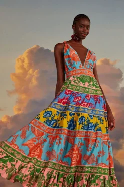 Farm Rio Sundresses-Mixed Lace Garden Midi Dress