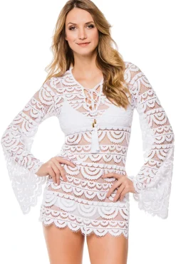 PQ Swim Tunics-Noah Crochet Lace-Up Tunic