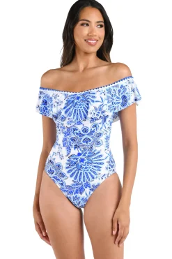 La Blanca Bandeau|One Pieces-Off Shoulder Ruffle One Piece Swimsuit