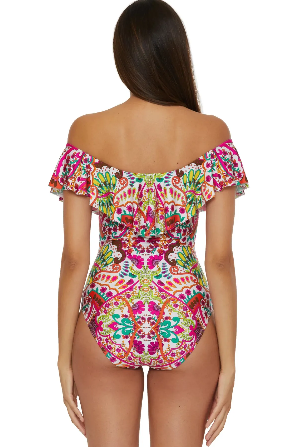 Trina Turk Bandeau|One Pieces-Off The Shoulder Ruffle One Piece Swimsuit