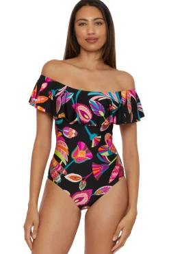 Trina Turk Bandeau|One Pieces-Off The Shoulder Ruffle One Piece Swimsuit