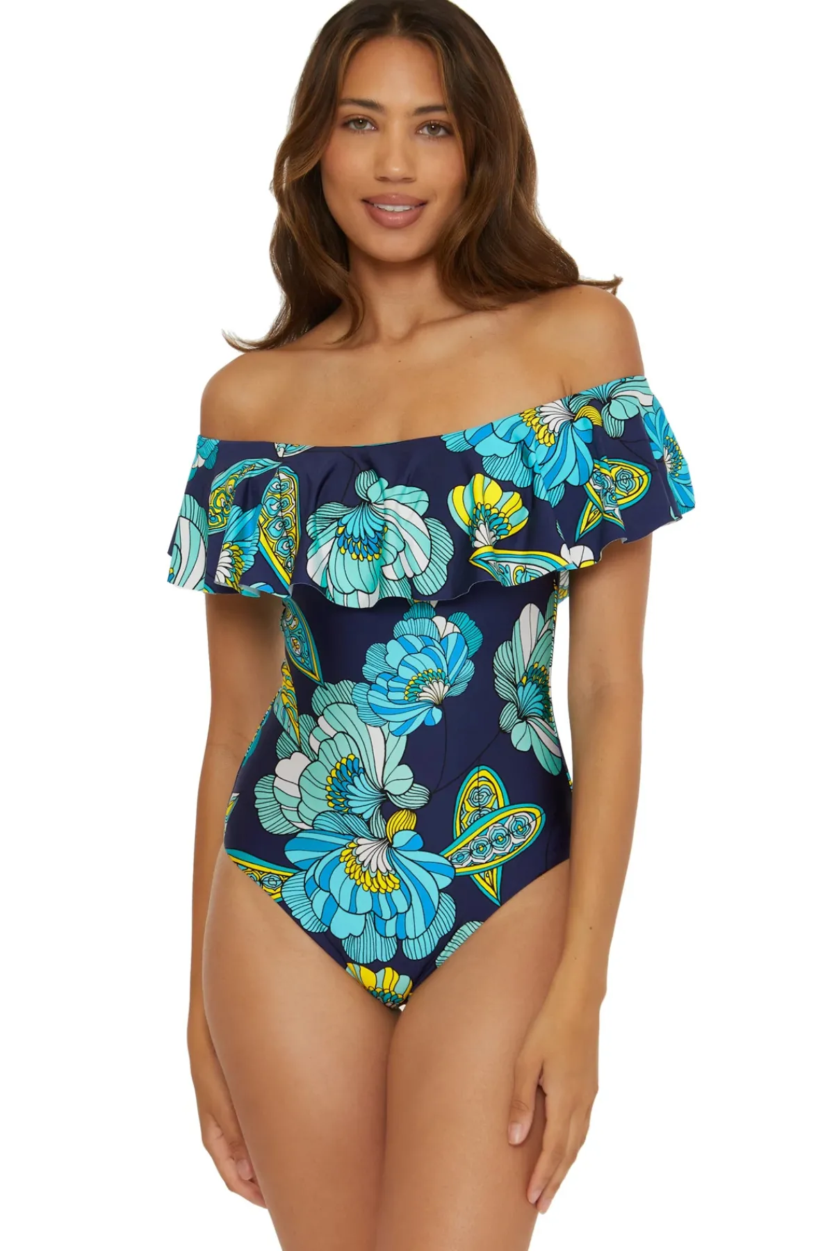 Trina Turk Bandeau|One Pieces-Off-The-Shoulder Ruffle One Piece Swimsuit