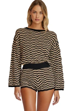 PQ Swim Tops-Palmer Woven Sweater