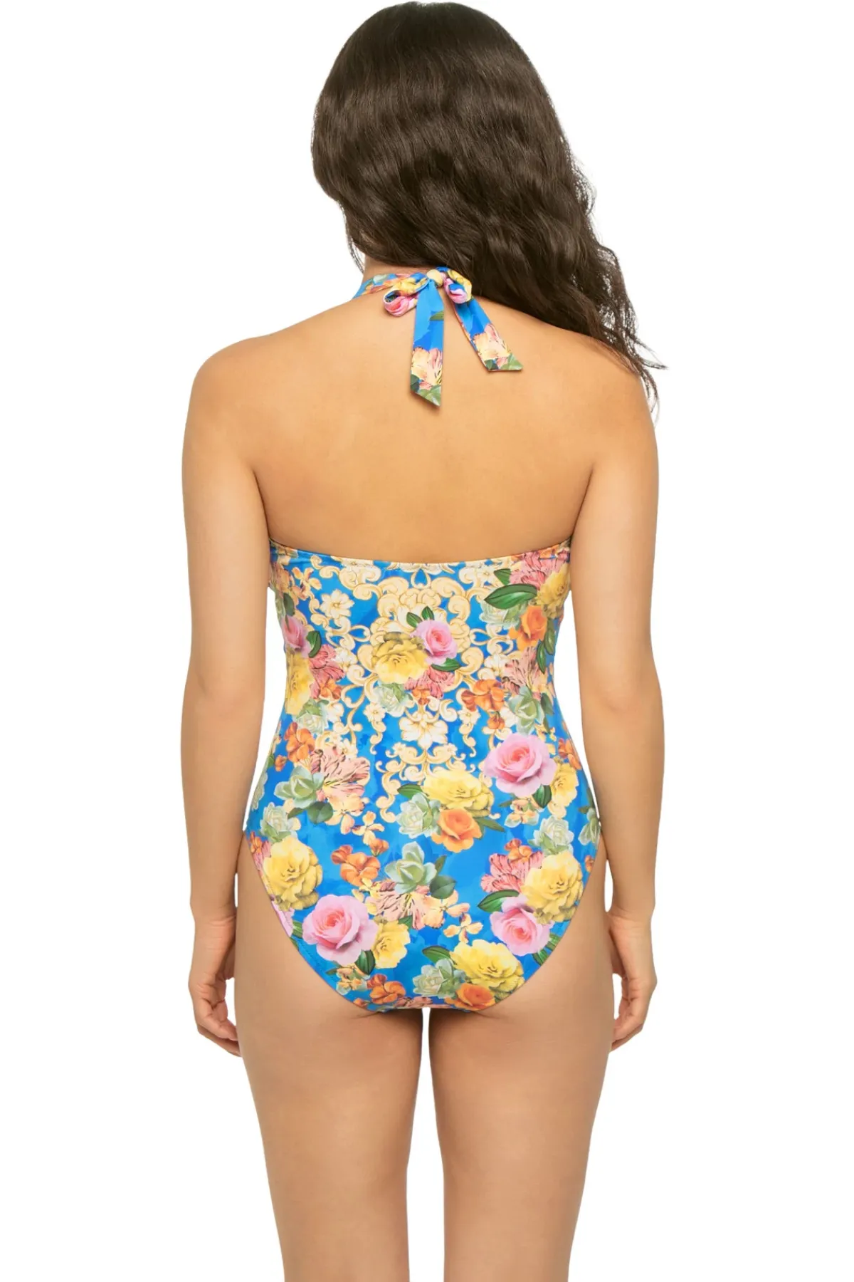 Johnny Was Halter|Plunge-Pauline Halter One Piece Swimsuit