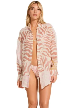 Vitamin A Shirt Dresses-Playa Linen Button Down Shirt Dress