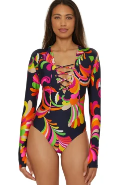 Trina Turk Plunge|One Pieces-Poolside Lace-Up Surfsuit